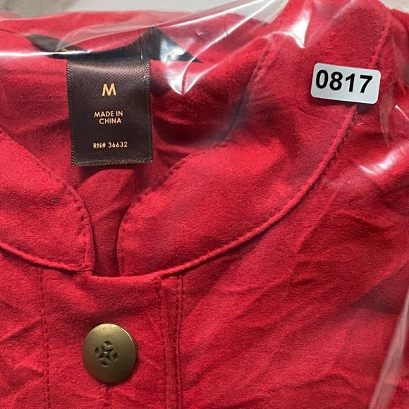 Women's Vintage Multiples red crepe gold button jacket blazer sz M - Picture 9 of 9